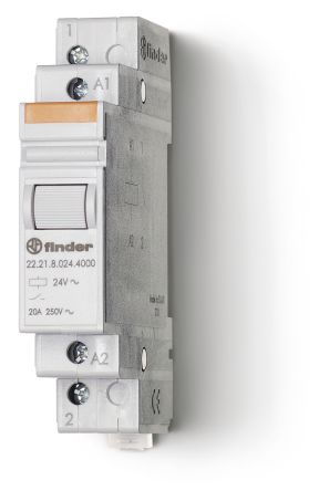 Finder DIN Rail Non-Latching Relay, 12V ac Coil, 20A Switching Current, SPST