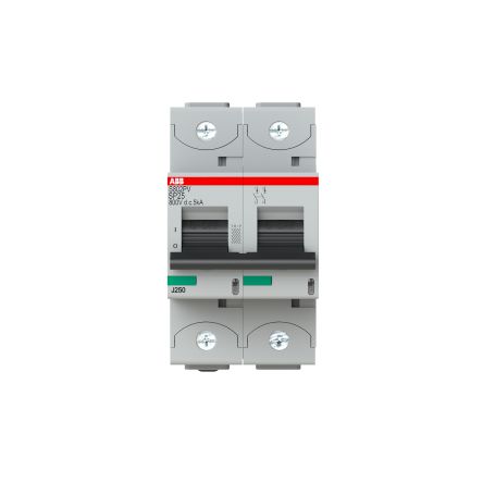 ABB S800PV S800PV Miniature Circuit Breaker, 2-Pole, 25A, Type B, 800 V dc DC, 5 kA Breaking Capacity