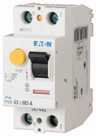 Eaton PFGM Series Residual Current Circuit Breaker, 80A, 2-Pole, 30 mA, Type AC, 10 kA 230V ac