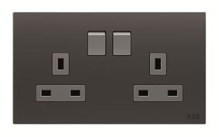 ABB AMPLIMITE 0.50 Black 2 Gang Plug Socket, 13A, Single Socket