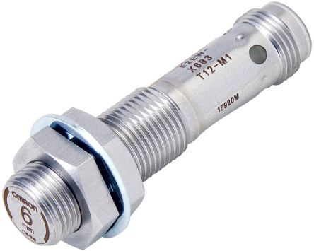 Omron E2EW-X6B3T12-M1 Threaded Barrel Inductive Proximity Sensor, M12 PNP E2EW 30V dc 6 mm 30 V dc 100mA