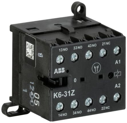 ABB K6-31Z Contactor Relay, 415V dc Coil, 4-Pole, 4 A 690V, 3 NO/1 NC