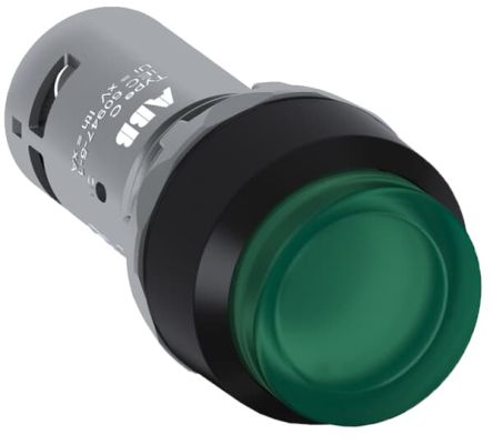 ABB CP4 Series Illuminated Push Button Switch, Panel, 23 mm Cutout Green, SPST, IP20, IP40, IP66
