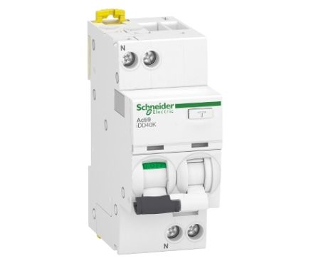 Schneider Electric Residual Current Circuit Breaker with Overload Protection, 40A Current Rating, 1-Pole, 30 mA Trip