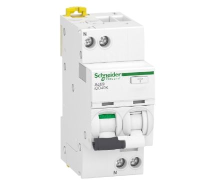 Schneider Electric Residual Current Circuit Breaker with Overload Protection, 25A Current Rating, 1-Pole, 300 mA Trip