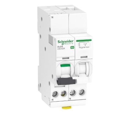 Schneider Electric Residual Current Circuit Breaker with Overload Protection, 10A Current Rating, 1-Pole, 300 mA Trip