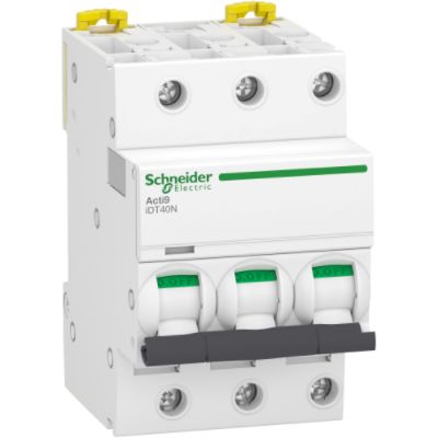 Schneider Electric Acti9 Acti9 iDT40 Miniature Circuit Breaker, 3-Pole, 32A, Type D, 6000 A Breaking Capacity