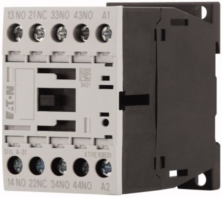 Eaton DILA Contactor Relay, 48V dc Coil, 3-Pole, 4 A, 0.024 kVA, 3 NO/1 NC, 690V