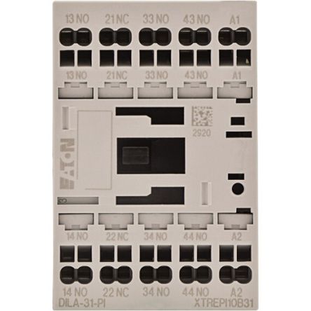 Eaton DILA-31 Contactor Relay, 220V ac Coil, 4-Pole, 4 A, 0.0014 kW, 3 NO/1 NC, 690V