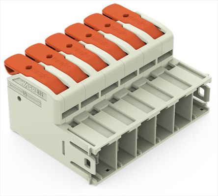 WAGO Pluggable Terminal Block, 6-Contact, 10.16 mm Pitch, 1 Row, 832-1206