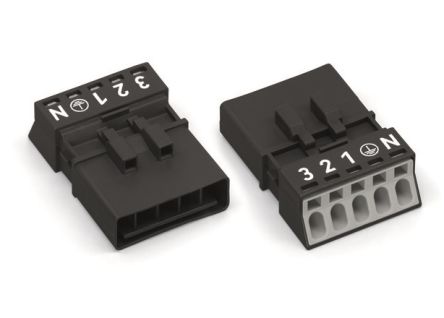 WAGO 890 Series Connector Male Cage Clamp, 5-Pole, 16A, 5-Way, IP20