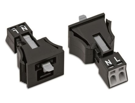 WAGO 890 Series Snap-in Connector Male Cage Clamp, 2-Pole, 16A, 2-Way, IP20
