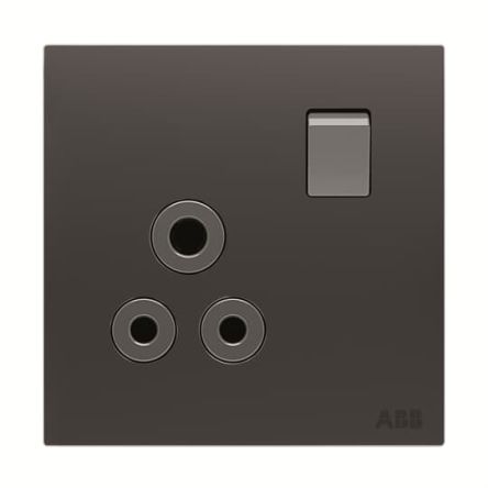 ABB AM20986-SB Black 1 Gang Electrical Socket, 15A, Round