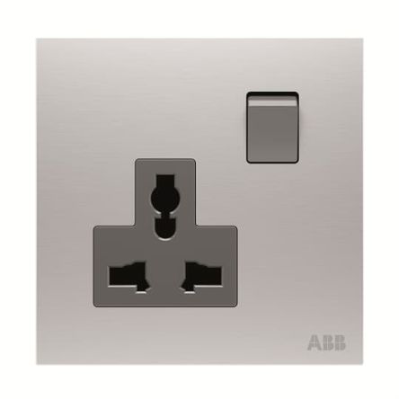 ABB BS - Niessen Silver 1 Gang Electrical Socket, 13A, Universal