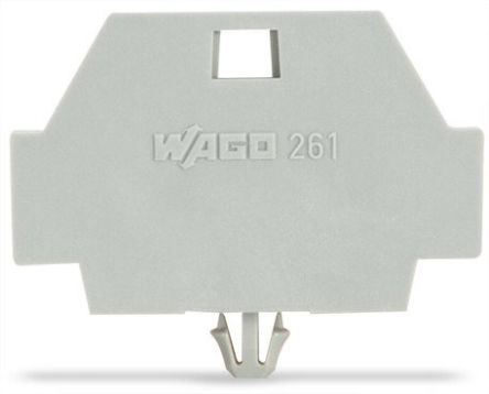 WAGO 261 Series End Plate with Snap in Mounting Foot for Use with 261 Series Terminal Blocks