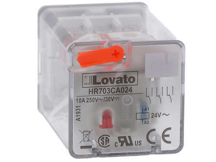 Lovato DIN Rail Non-Latching Relay, 24V dc Coil, 10A Switching Current, 3PDT