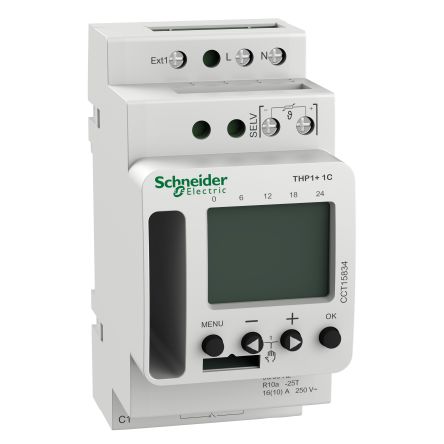 Schneider Electric Acti 9 THP DIN Rail Thermostat, 92.6 x 45mm, 230 V Supply Voltage ON/OFF