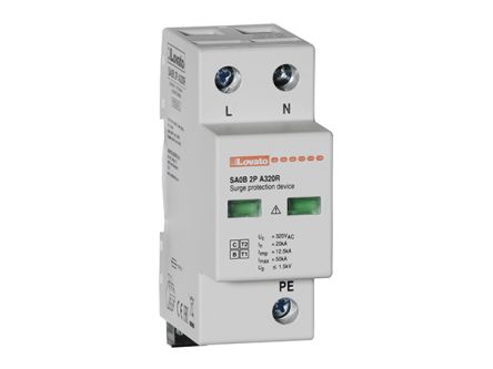 Lovato 1 Phase Surge Protector, 50 kA, 1.5 kV, DIN Rail