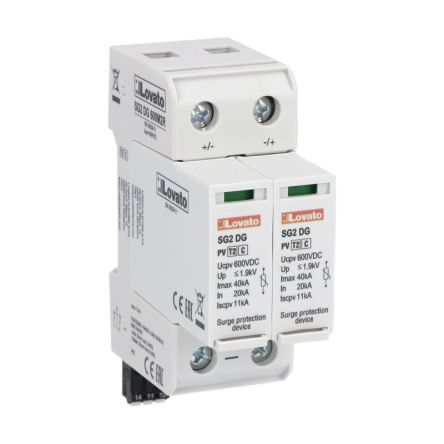Lovato 1 Phase Surge Protector, 40 kA, 1.9 kV, DIN Rail