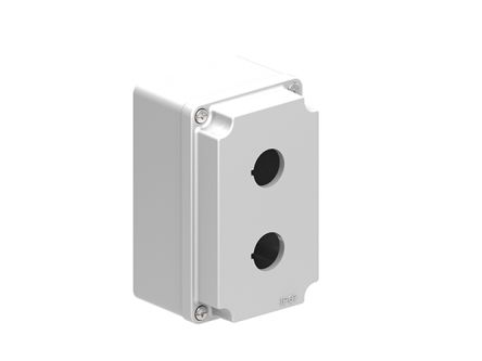 Lovato Grey Aluminium LPZM Empty Control Station - 2 Hole 22.5 mm Diameter
