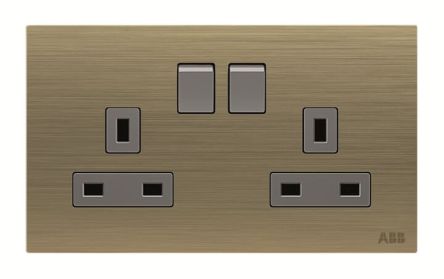 ABB Design Millenium Gold 2 Gang Plug Socket, 13A Outdoor, BS