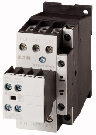 Eaton DILM Contactor, 220V ac/dc, 230 V ac/dc Coil, 4-Pole, 32 A, 14 kW 24V dc, 27 V dc, 1 NO, 400V