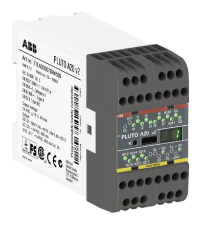 ABB Pluto Series Safety Controller, 16 Safety Inputs, 4 Safety Outputs, 24V