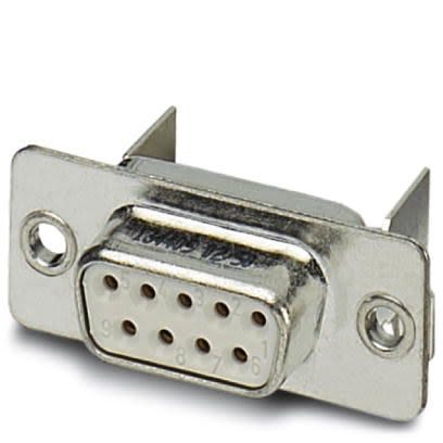 Phoenix Contact 9 Way Angled 2.75 mm Pitch Panel Mount D-Sub Connector, with 2.5 mm Mount Hole Female