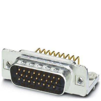 Phoenix Contact 9 Way Angled 2.29 mm Pitch Panel Mount D-Sub Connector, with 4 to 40 UNC Threaded Insert Male