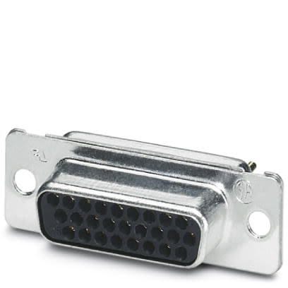 Phoenix Contact VS-15-BU-DSUB-HD-EG 1655166 26 Way Straight 1.98 mm Pitch Panel Mount D-Sub Connector, with 3 mm Mount