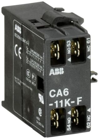 ABB Auxiliary Contact, 2 Contact, 1 NO/1 NC, CA6, Surface, 6 A, 250 V dc, 690V ac, GJL1201318R0001