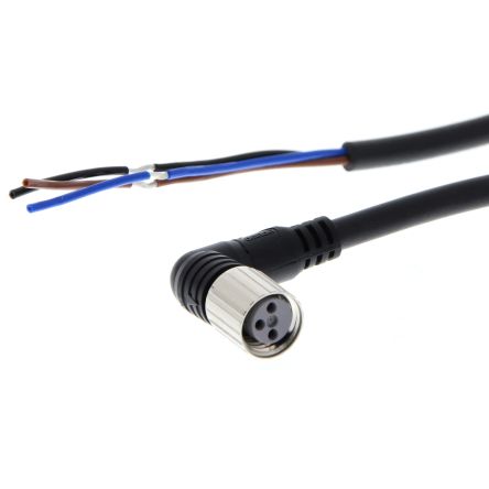 Omron Female 4 way Right Angle to Unterminated Free End Sensor Actuator Cable, 5 m