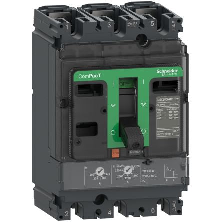 Schneider Electric, ComPact NSX, C25N Molded Case Circuit Breaker 3-Pole 200A, Breaking Capacity 50 kA