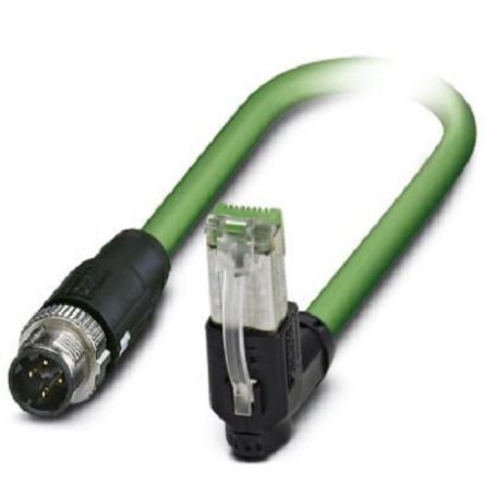 Phoenix Contact NBC, 2 m Cat5 Ethernet Cable, Green, Shielded 4 Screened Polyvinyl Chloride Sheath