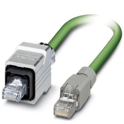 Phoenix Contact VS, 5 m Cat5e Ethernet Cable, Green, Shielded 4 Screened Polyurethane Sheath