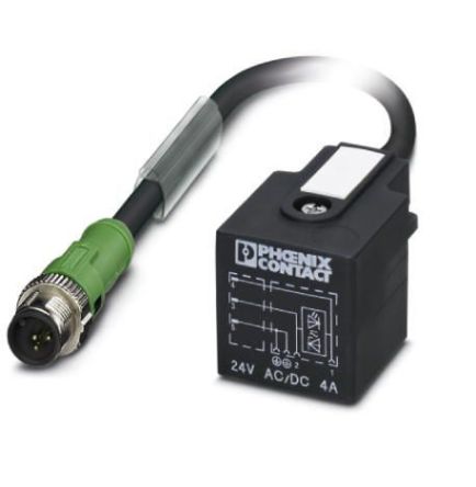 Phoenix Contact Male 3 way M12, Straight to Male DIN 43650 Form A Sensor Actuator Cable, 1.089 m