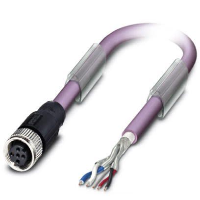 Phoenix Contact Female 4 way M12, Straight to Unterminated Bus Cable, 10 m