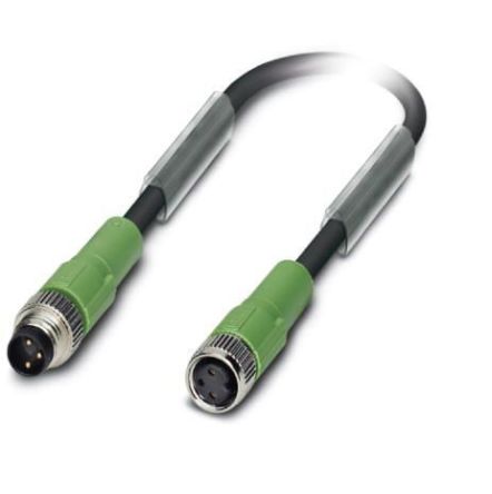Phoenix Contact Male 3 way M8, Straight to Female 3 way M8 Sensor Actuator Cable, 2.5 m
