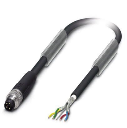 Phoenix Contact Male 4 way M8, Straight to Free Cable End Bus Cable, 5 m