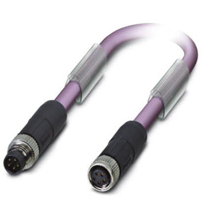 Phoenix Contact Male 5 way M8, Straight to Female 5 way M8 Bus Cable, 5 m
