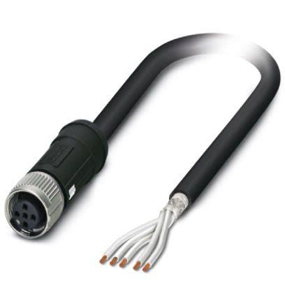 Phoenix Contact Female 5 way M12, Straight to Female Unterminated Sensor Actuator Cable, 5 m