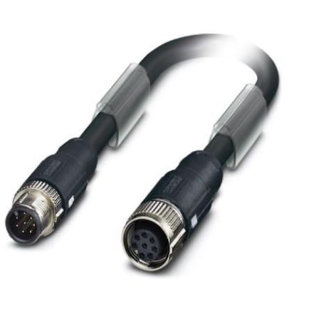 Phoenix Contact Male 6 way M12, Straight to Female 6 way M12 Bus Cable, 5 m