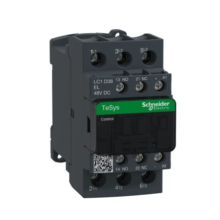 Schneider Electric TeSyS D Contactor, 48V Coil, 3-Pole, 38 A, 18.5 kW 48V, 1 NO/1 NC, 690V