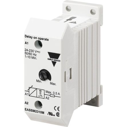 Carlo Gavazzi DIN Rail Timer Relay, 2-Contact, 24 to 230 V ac/dc 230V ac, 24 V ac, 1 to 10 min, 1-Function, SPST Switch