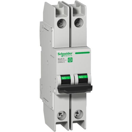 Schneider Electric Multi9 Multi9 Miniature Circuit Breaker, 2-Pole, 10A, Type D, 125 V dc DC, 10 kA Breaking Capacity