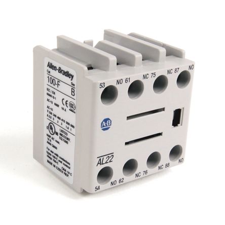 Allen Bradley Auxiliary Contact Block, 2 Contact, 1 NC, 100-E Contactors, Front, 12 A, 100-FAL22