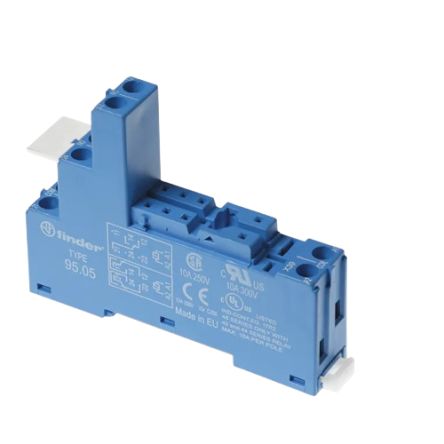 Finder 95 250V Panel Relay Socket, for use with 40.62 Series Relay, 40.51, 40.52, 40.61