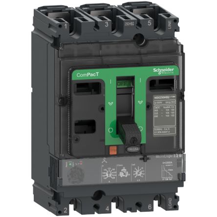 Schneider Electric, ComPact, ComPacT NSX Molded Case Circuit Breaker 3-Pole 50A, Breaking Capacity 75 kA