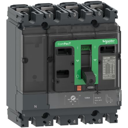 Schneider Electric, ComPact, ComPacT NSX Molded Case Circuit Breaker 4-Pole 100A, Breaking Capacity 75 kA
