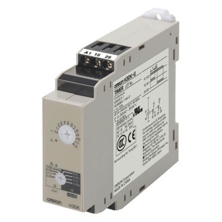 Omron DIN Rail Timer Relay, 2-Contact, 24 to 240 V ac/dc 24V ac, 240 V ac, 1 to 120 s, 1-Function, DPDT Switch